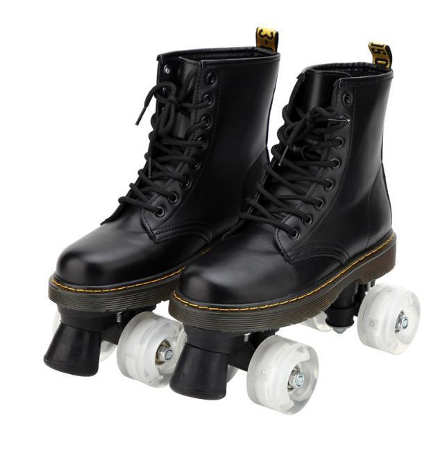 Black Flash Roller Skates Leather Martens Skates-xinru shop