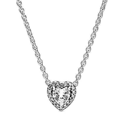 Elevated Heart Cubic Zirconia Necklace in Sterling Silve-xinru