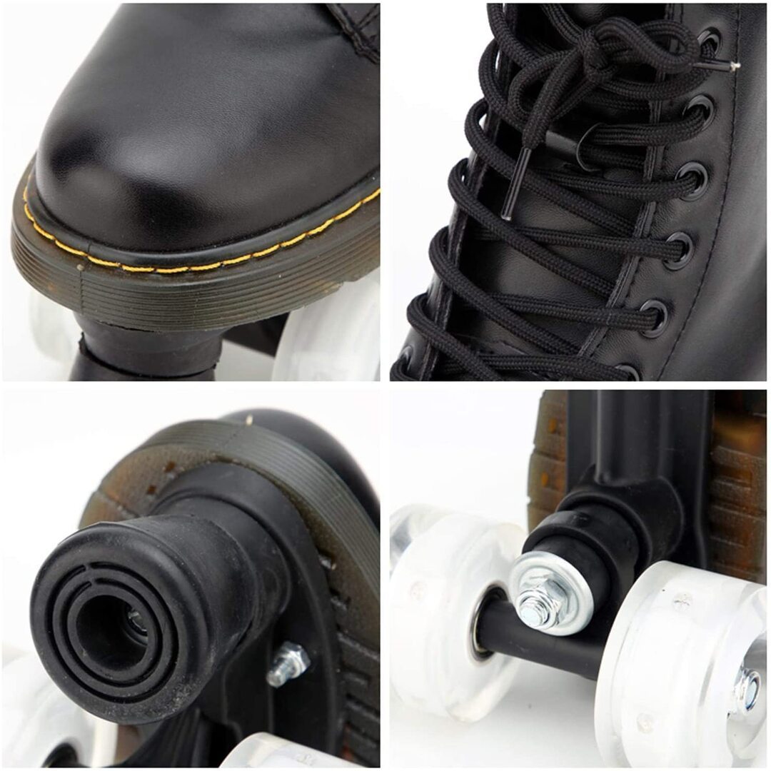 Black Flash Roller Skates Leather Martens Skates-xinru shop