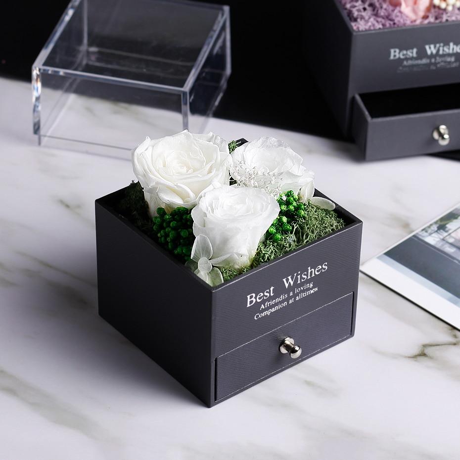 Immortal Preserved Rose Teddy Bear Box Display-xinru