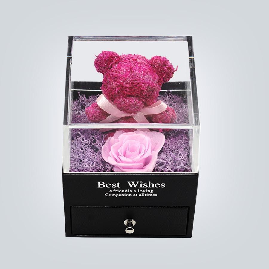 Immortal Preserved Rose Teddy Bear Box Display-xinru