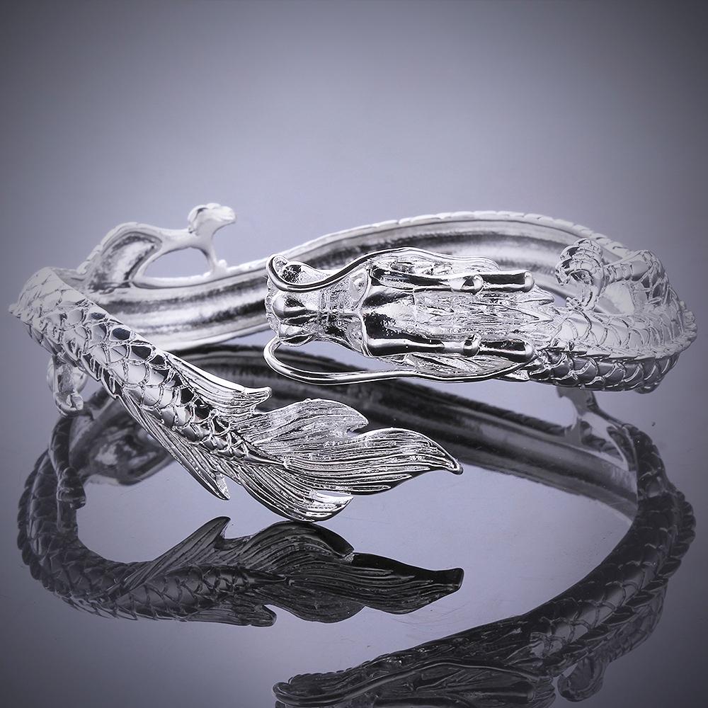Sterling Silver Antique Dragon Chic Bracelet-xinru