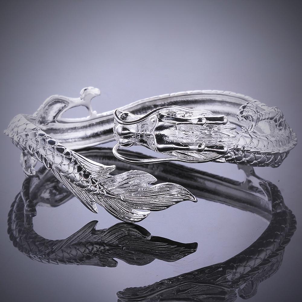 Sterling Silver Antique Dragon Chic Bracelet-xinru
