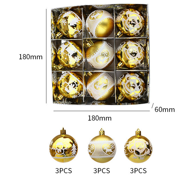 Classic Christmas Element Christmas Ball Ornaments, Set of 9-xinru shop