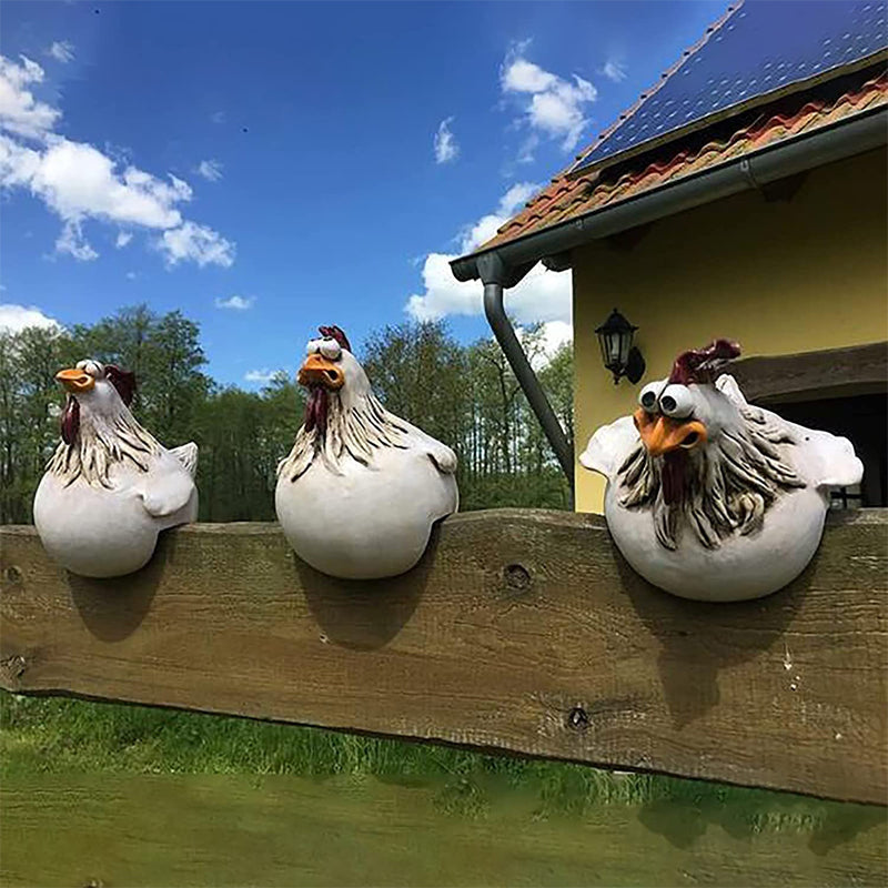 Fun Chicken Resin Garden Fence Decor-xinru