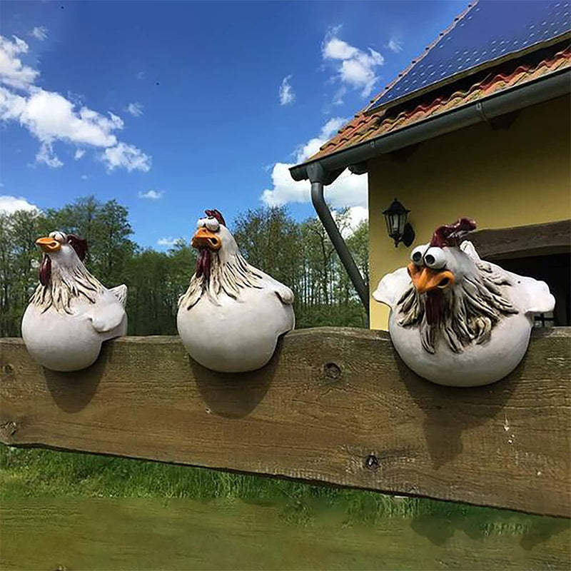 Fun Chicken Resin Garden Fence Decor-xinru