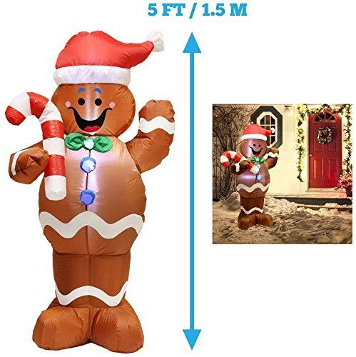 Joiedomi JO-GM01 Yard Decoration 5ft Self-Inflatable Gingerbread Man with Candy Canes Perfect for Wavin, White-xinru shop
