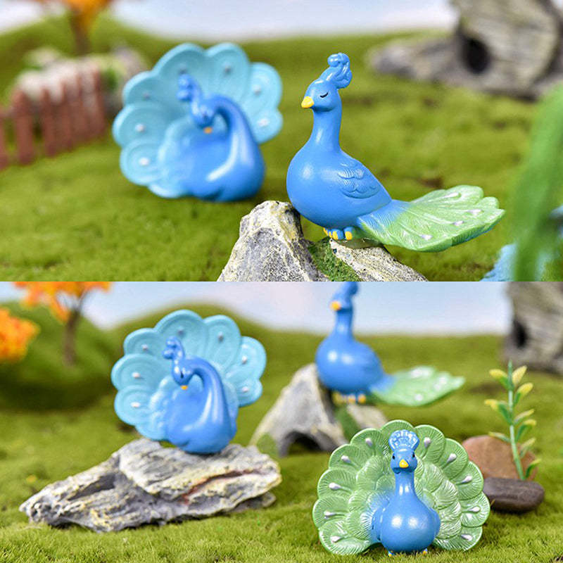 Mini Animals Craft Garden Micro Landscape Decor DIY Peacock Ornament Figurine-xinru