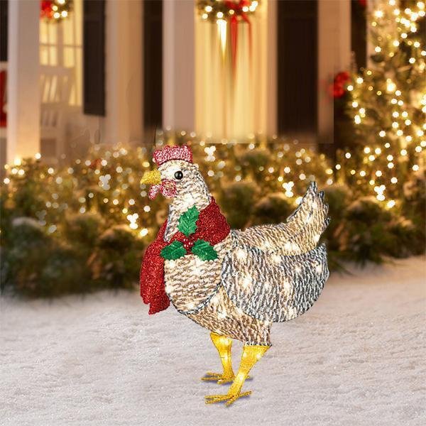 Light-Up Chicken with Scarf Christmas Holiday Decoration-xinru shop