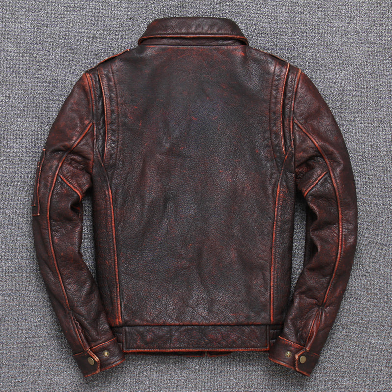 Distressed Lapel Cropped Leather Jacket-xinru shop