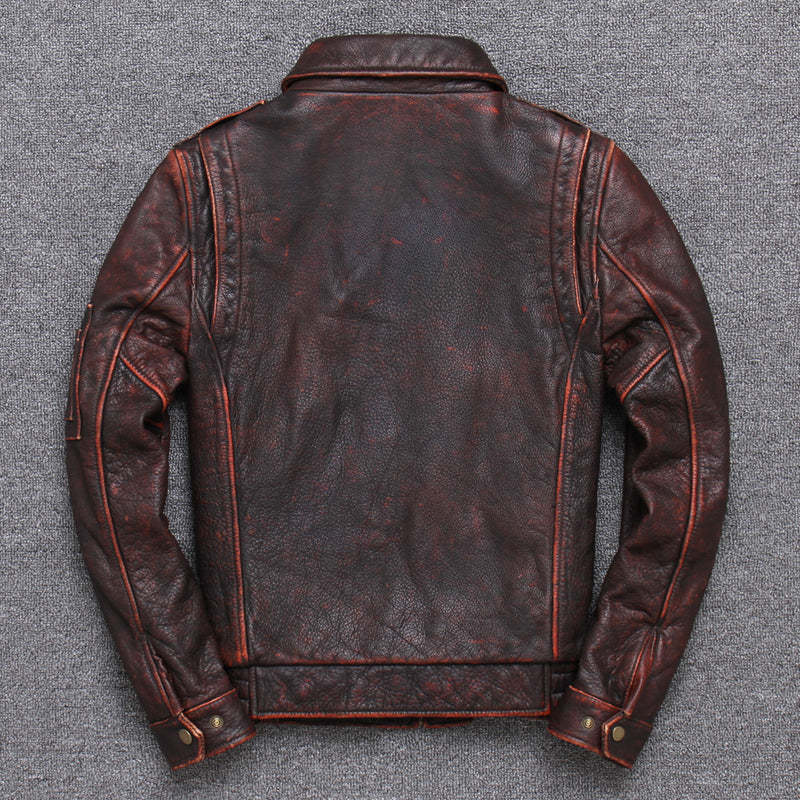 Distressed Lapel Cropped Leather Jacket-xinru shop