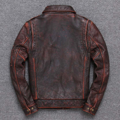 Distressed Lapel Cropped Leather Jacket-xinru shop