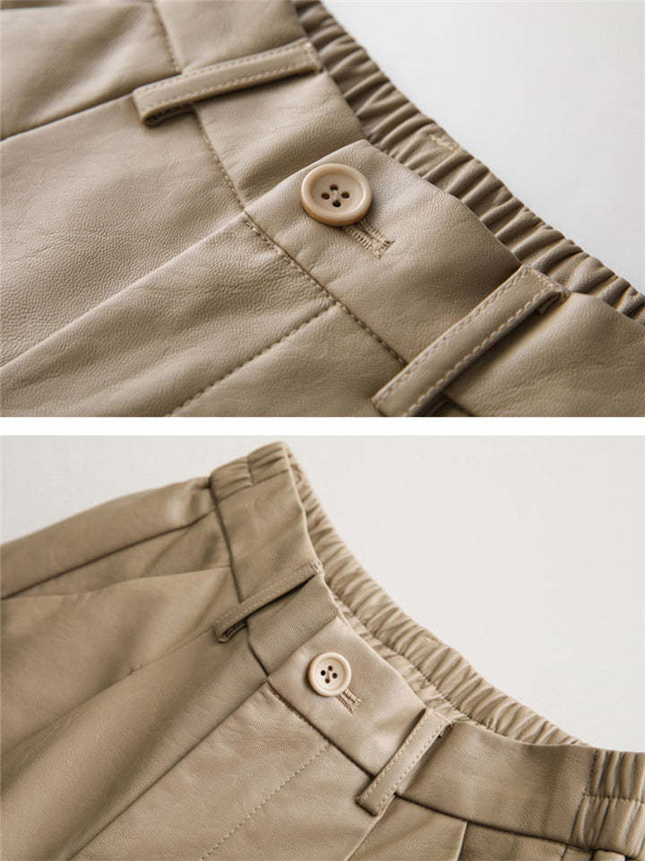 Fashion PU Leather Shorts Women's Plus Size Streetwear-xinru