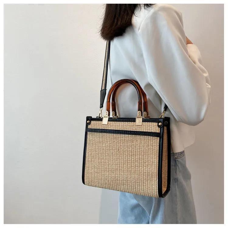 ウーブンバッグ大容量トートバッグ-xinru shop