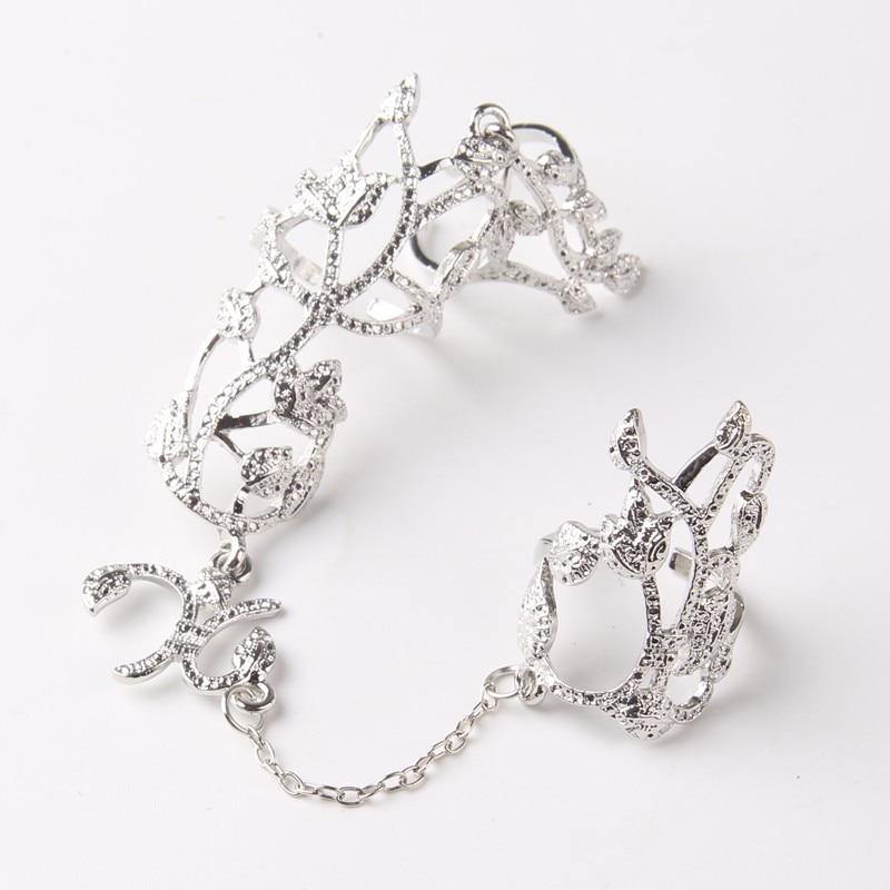 Crystal Flower Rhinestone Double Finger Rings-xinru
