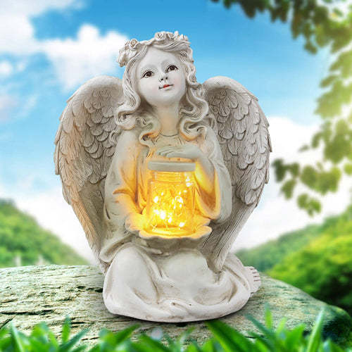 Guardian Angel Garden Statue Solar Lights Decorations-xinru