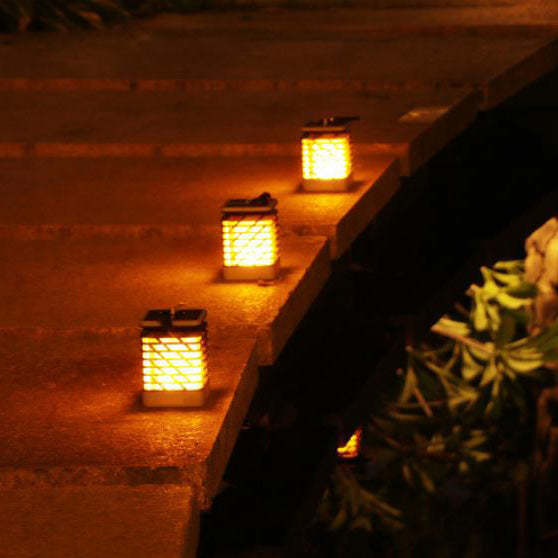 Solar Flame Torch Light Square LED Garden Lawn Decorative Hanging Light-xinru