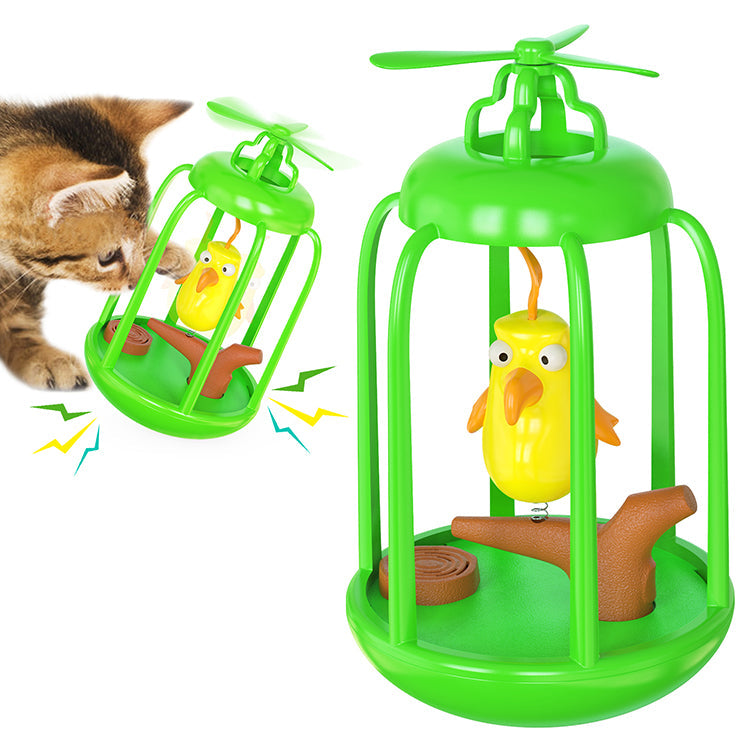 Bird Cage Squeaky Tumbler Spinning Windmill Cat Toy-xinru