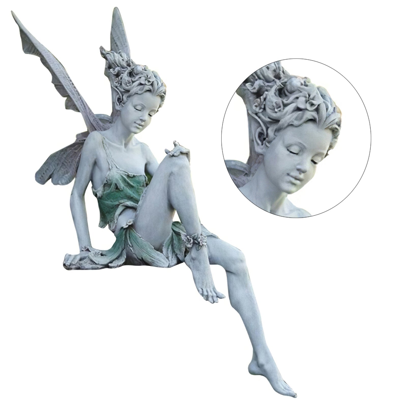 Flower Fairy Statue Garden Ornament Figure Sit Goblin Statue Resin Crafts-xinru
