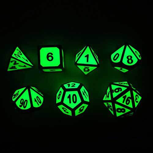 Glow In The Dark Metal Polyhedral Dice Set-xinru