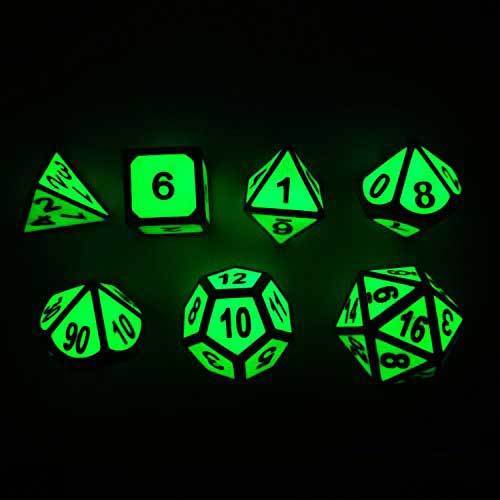 Glow In The Dark Metal Polyhedral Dice Set-xinru
