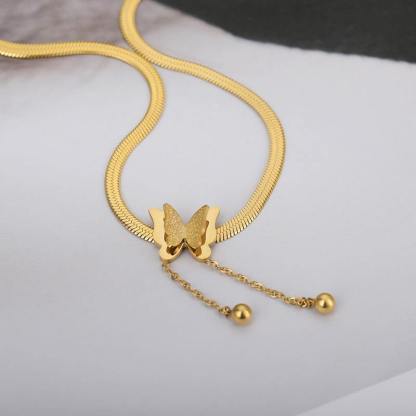 Delicate Butterfly 18K Gold Plated Necklace Pendant-xinru