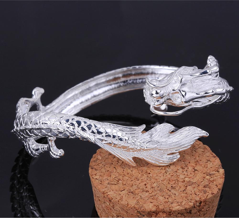 Sterling Silver Antique Dragon Chic Bracelet-xinru