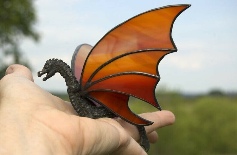 Dragon Hanging Stained Suncatcher Handmade Dinosaur Statue Window Hanging Decor-xinru
