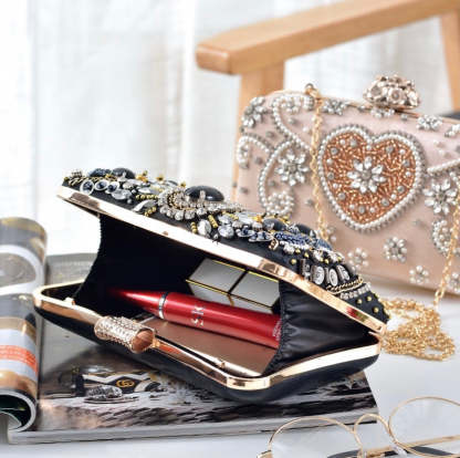 Vintage Acrylic Rhinestone Evening Party Clutch-xinru