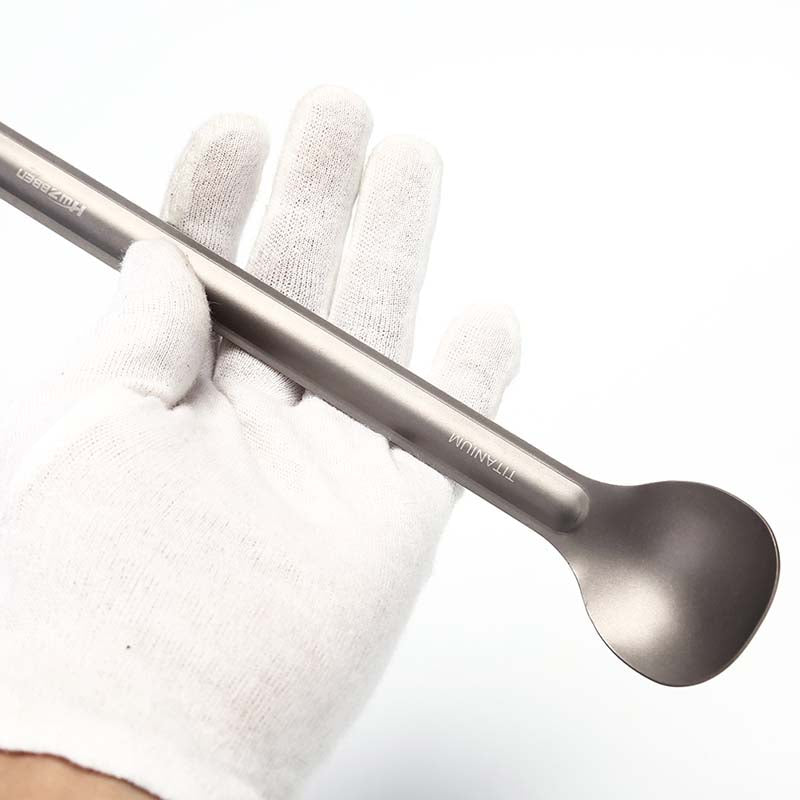 Titanium Spoon Long Handle Spoon Outdoor Camping Hiking Tableware Durable-xinru