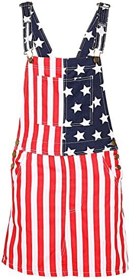 Unisex Overalls Jumpsuit American Flag 4th of July Couple Casual Romper Shorts-xinru