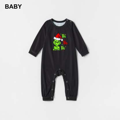 Plus Size Grinch Printed Plaid Design Christmas Family Matching Pajamas-xinru shop