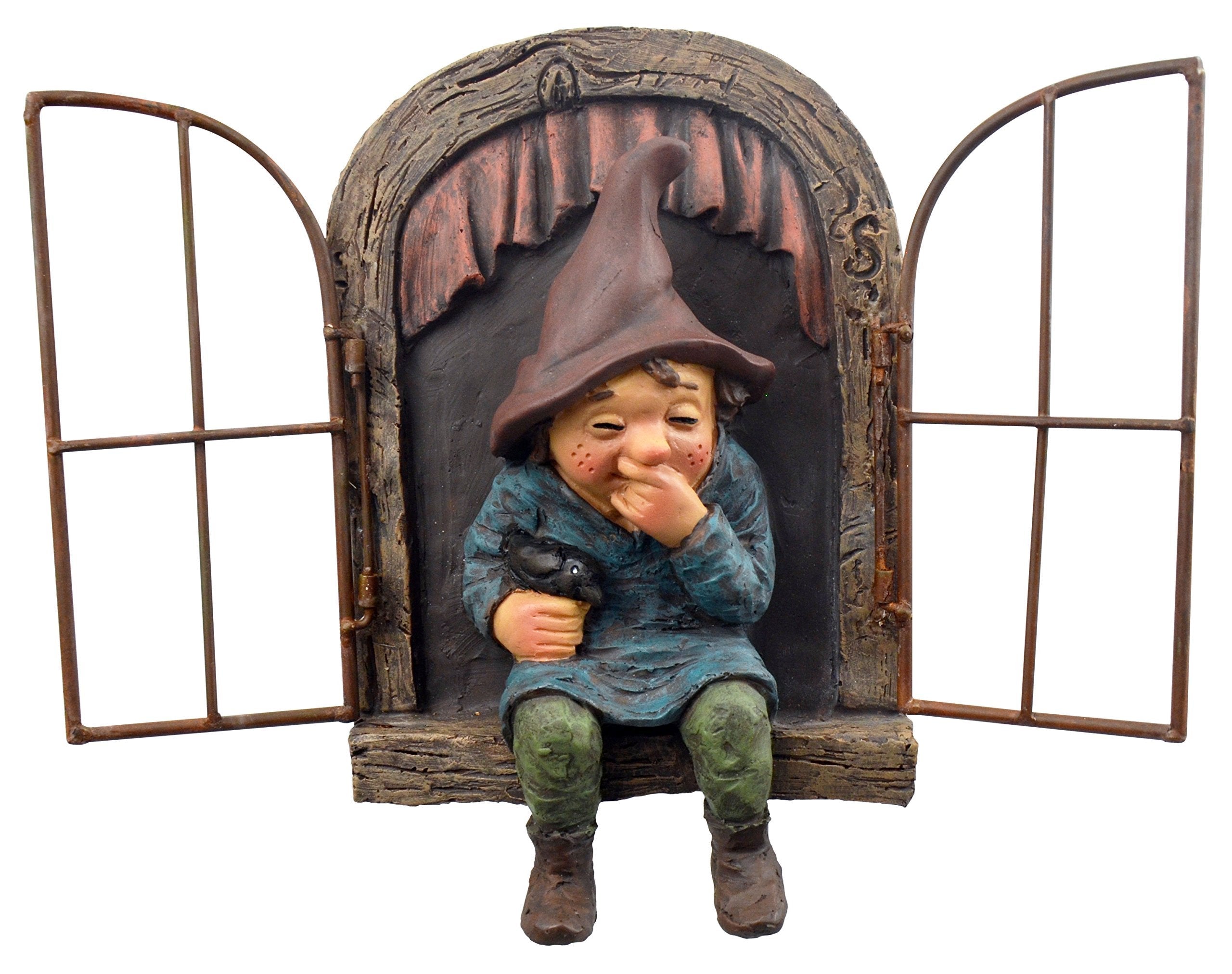 Wall Home Decor Giggling Gnome Sitting Window Sill 3D Resin Hanging Ornament-xinru