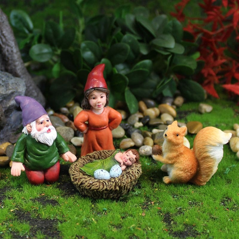 Garden Miniature Landscape Gnome Family Statue-xinru