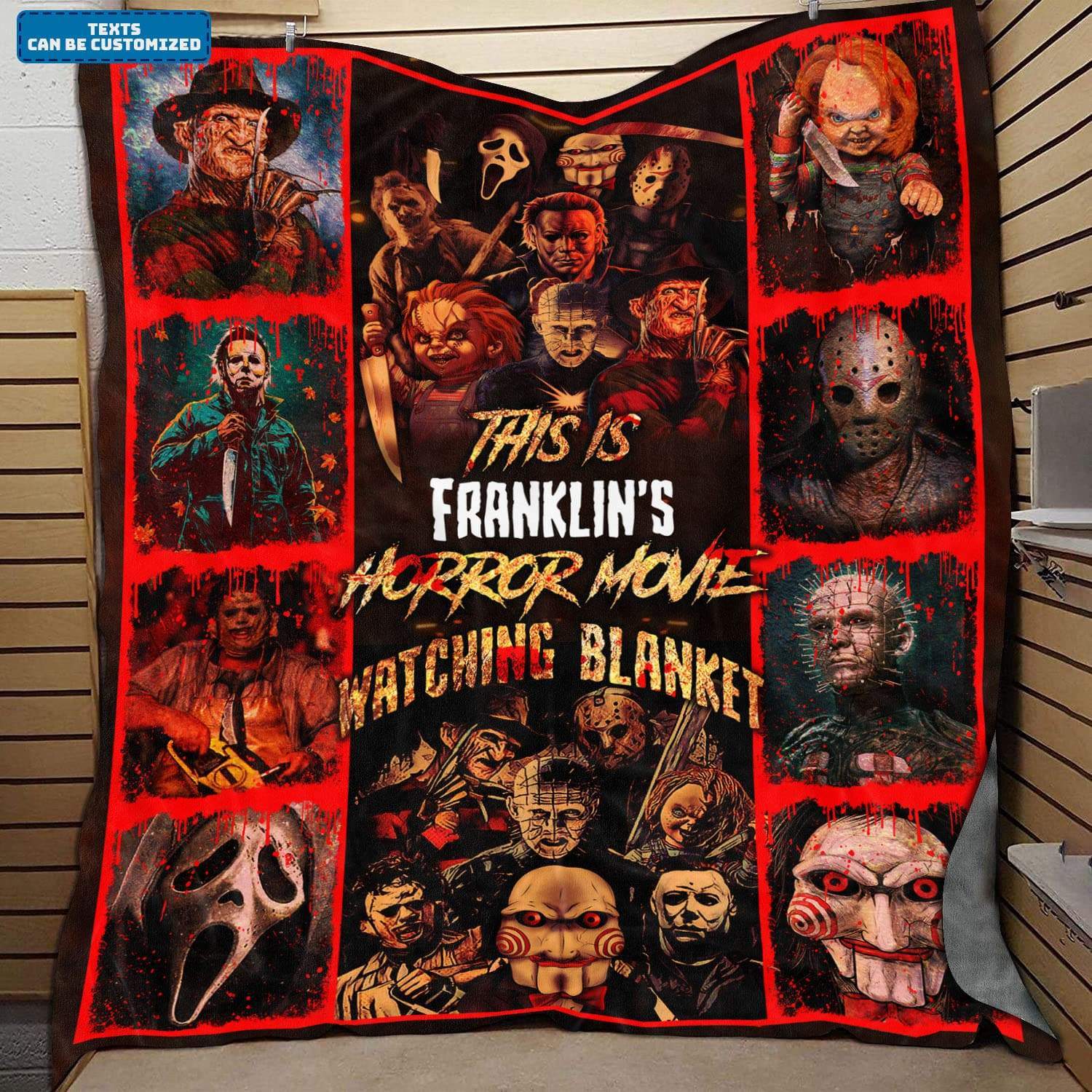 Personalized - This Is Horror Movie Watching Blanket, Custom Name Fleece Sherpa Blanket-xinru shop