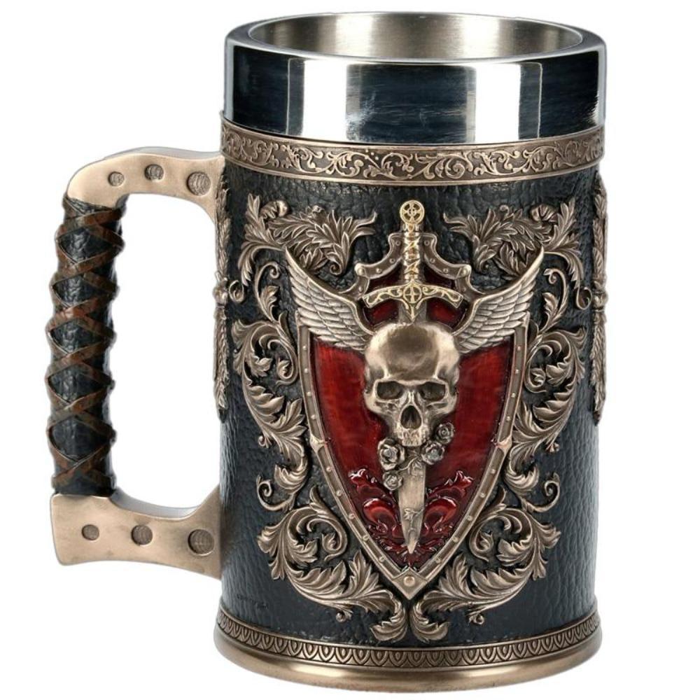 Viking 3D Warrior Skull Eagle Winged Sword Beer Mug Stein Tankard 更新-xinru