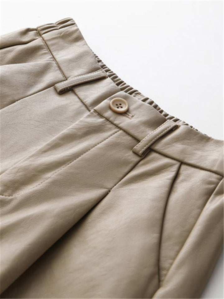 Fashion PU Leather Shorts Women's Plus Size Streetwear-xinru