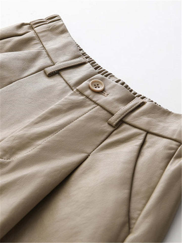 Fashion PU Leather Shorts Women's Plus Size Streetwear-xinru