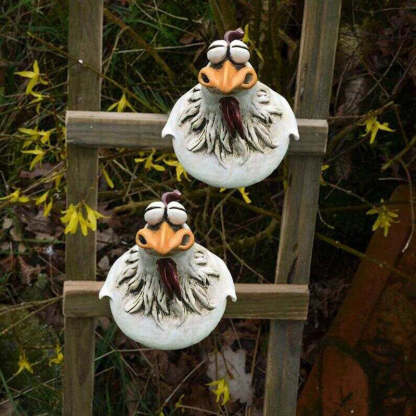 Fun Chicken Resin Garden Fence Decor-xinru