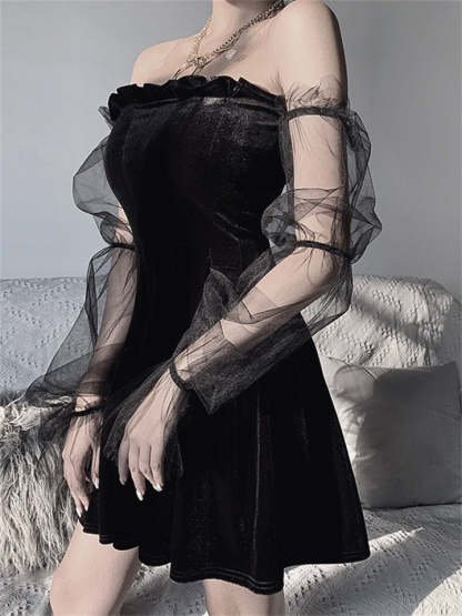 Women Sexy Lace Mini Sleeveless Purple Draped Bodycon Gothic Dress-xinru