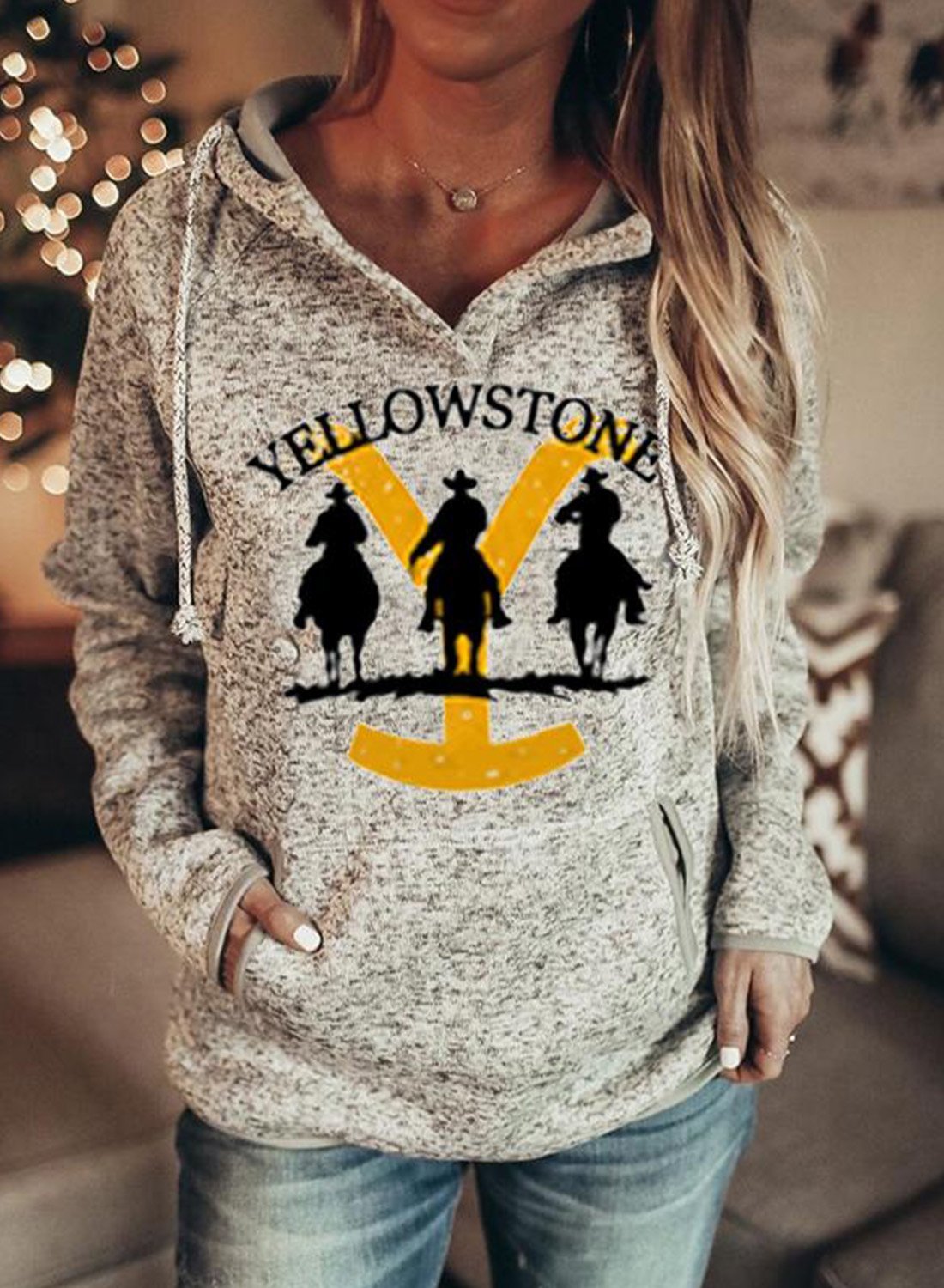 Ladies Yellowstone Film and Television Print Hoodie-xinru shop