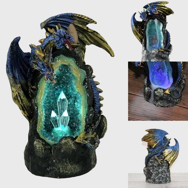 Crystal Cavern Dragon LED Backflow Incense Burner Nightlight-xinru