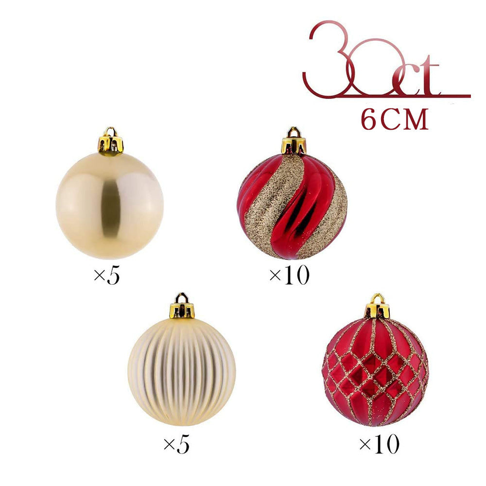 Red And Gold Christmas Tree Baubles Christmas Ball Ornaments, Set of 30-xinru shop