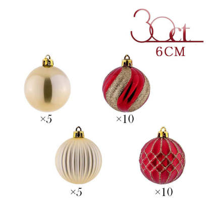 Red And Gold Christmas Tree Baubles Christmas Ball Ornaments, Set of 30-xinru shop