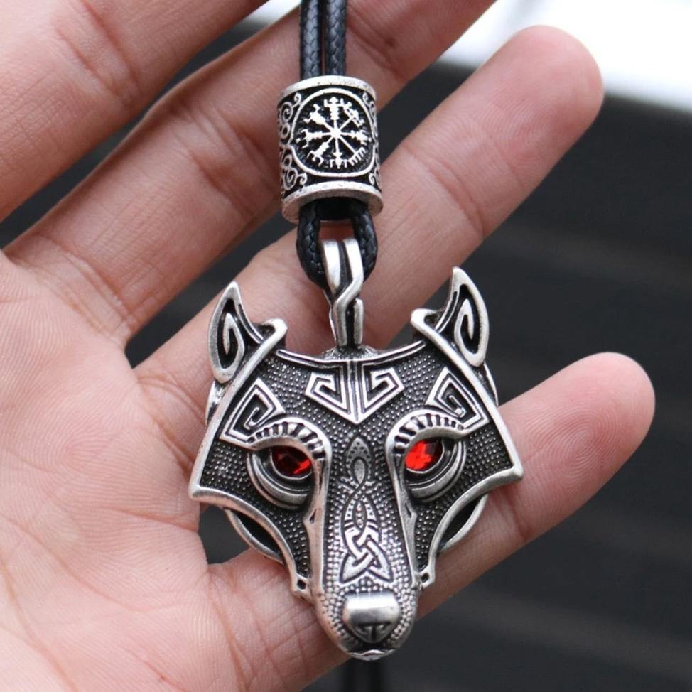 Men's Stainless Steel Norse Viking Wolf Pendant Necklace-xinru