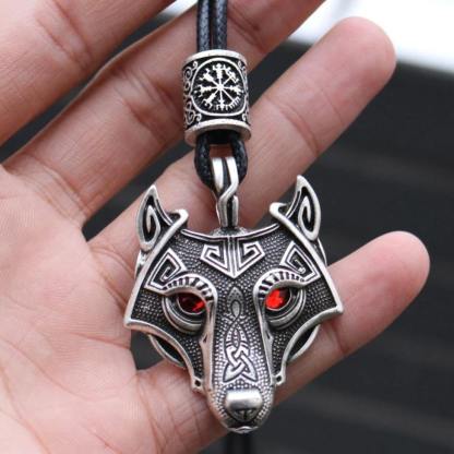 Men's Stainless Steel Norse Viking Wolf Pendant Necklace-xinru