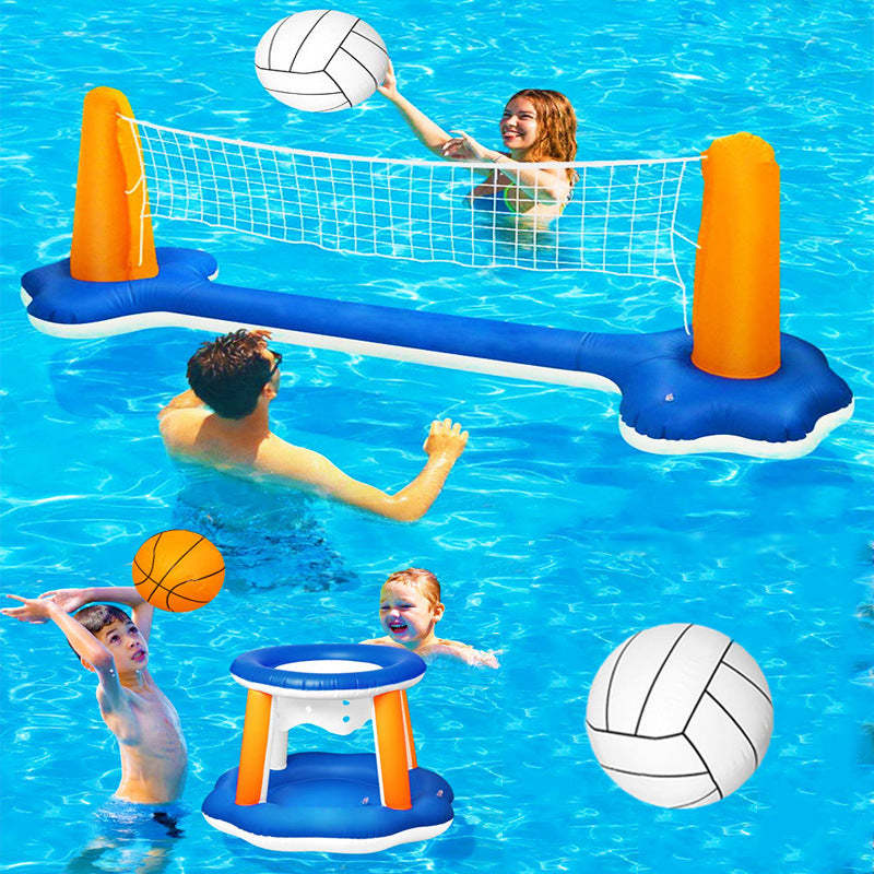 Inflatable Pool Float Set Volleyball Net Basketball Hoops-xinru
