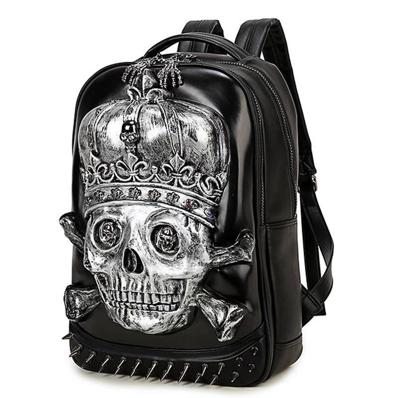 3D Leather Skull Backpack-xinru shop