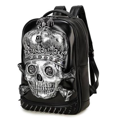 3D Leather Skull Backpack-xinru shop