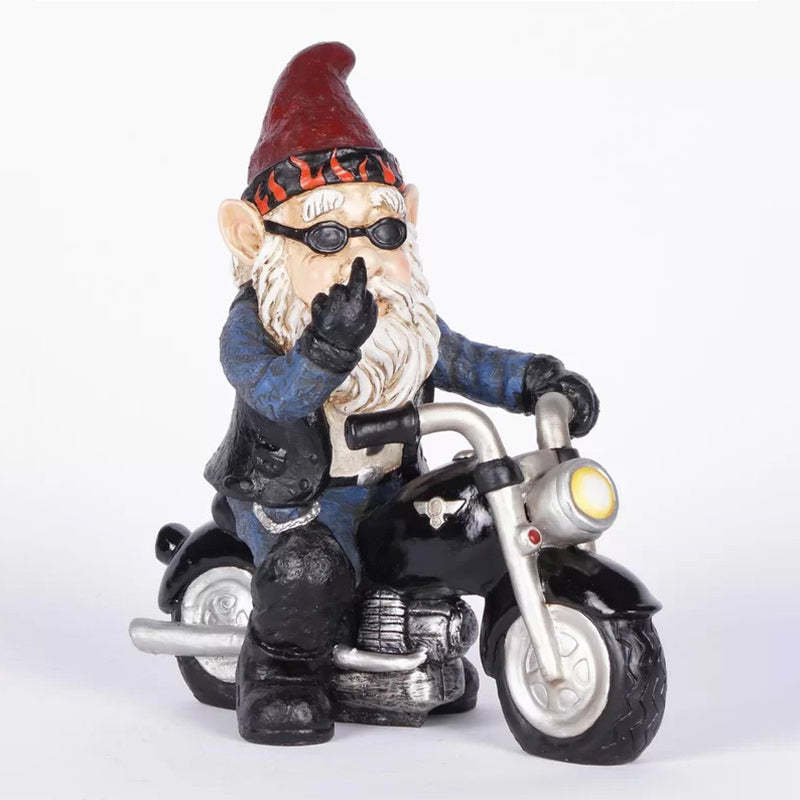Gnome Dwarf Riding Motorcycle Garden Lawn Statue Ornament-xinru